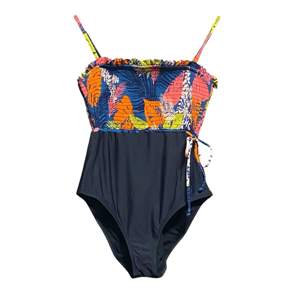 One Piece Tropical Swimsuit with Spaghetti Straps S